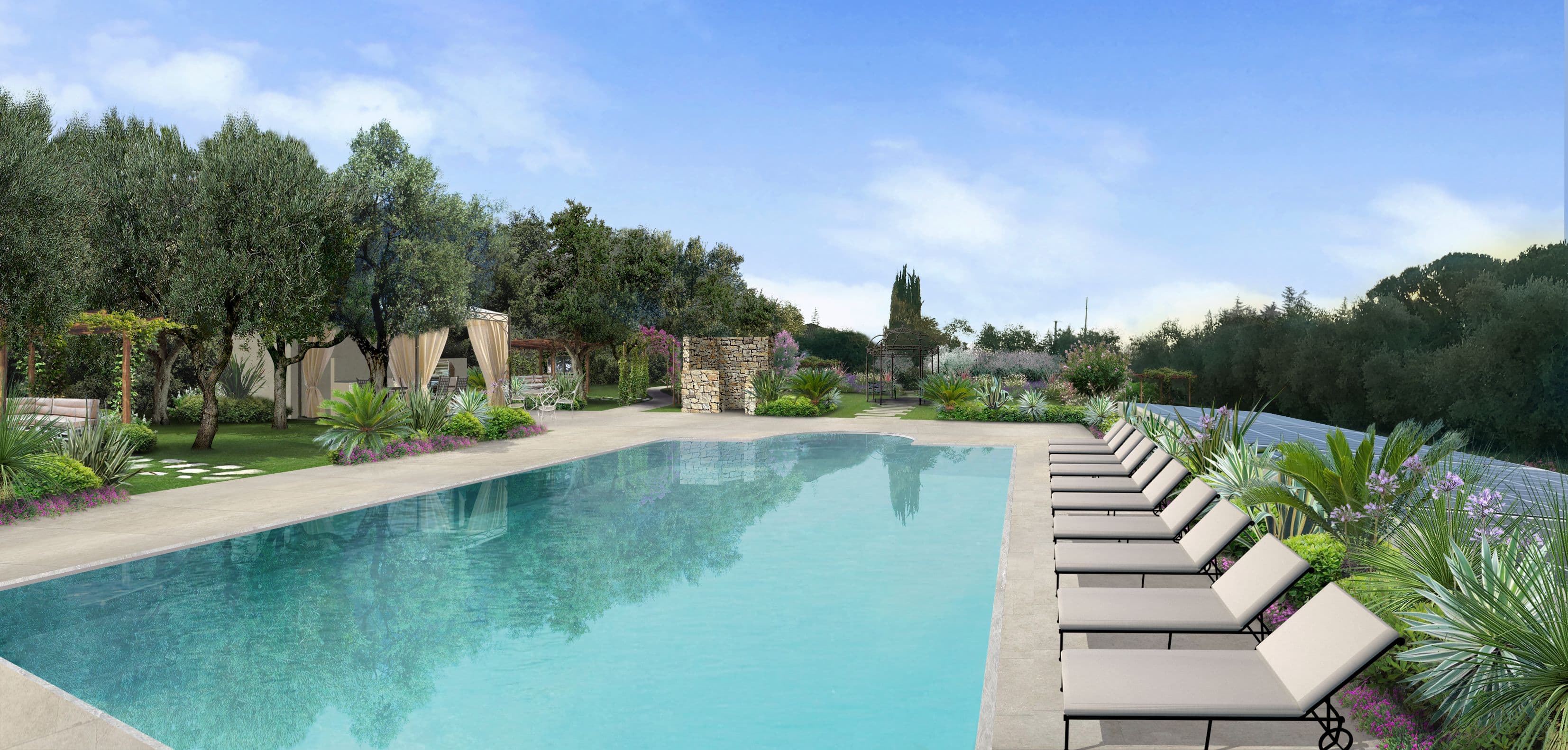 giardino business, B&B, piscina, gazebo in legno, cucina da esterno