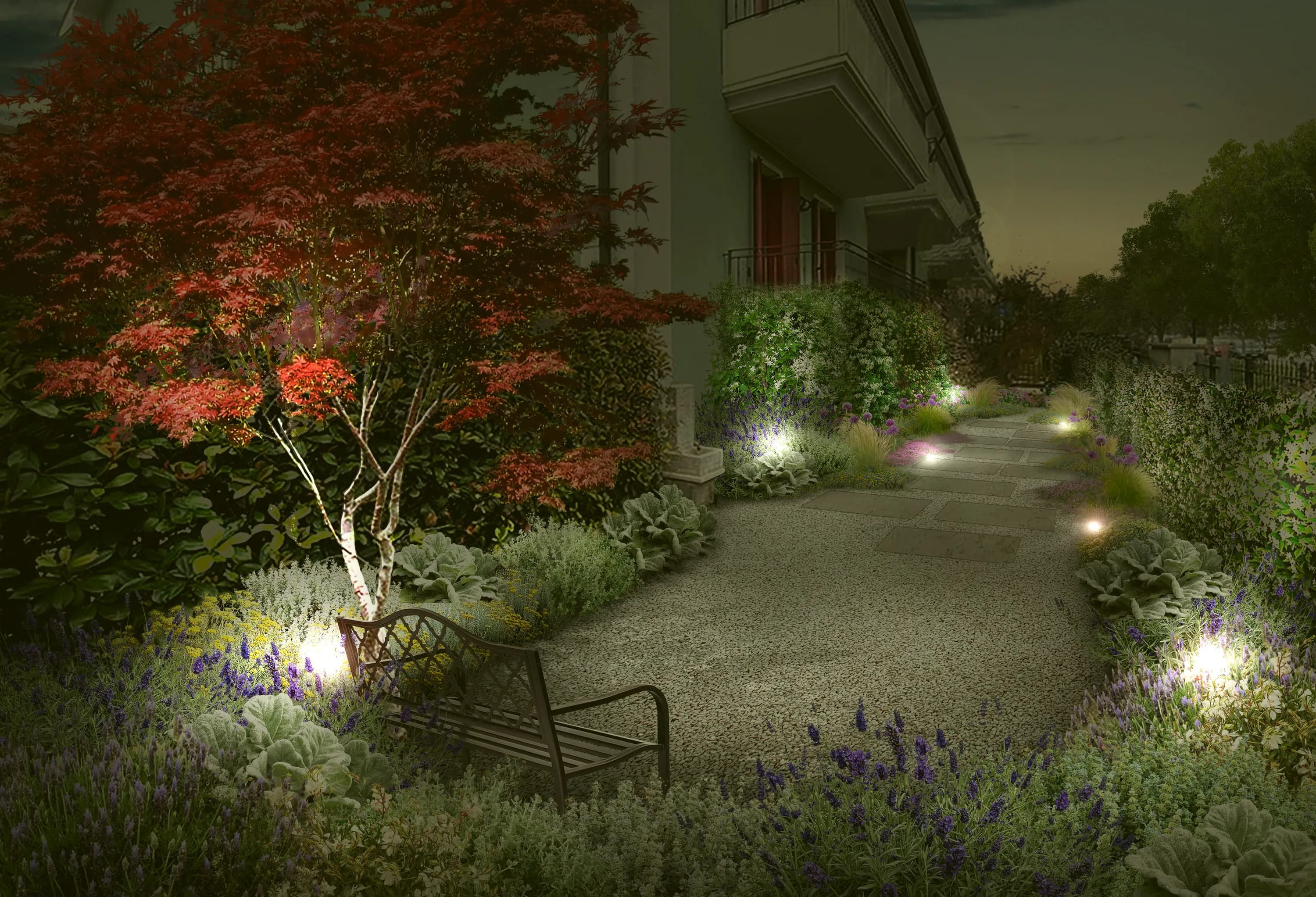 dry garden, illuminazione